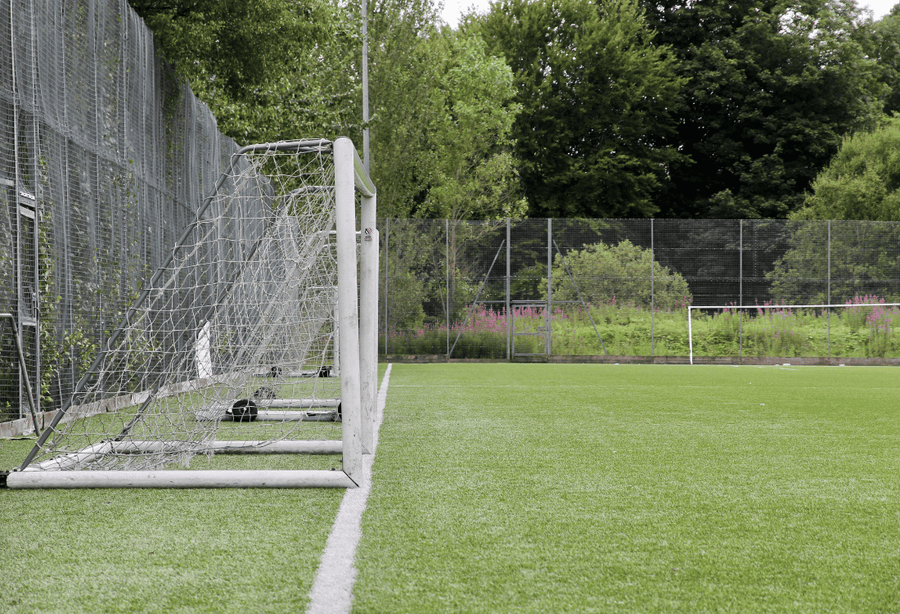 A football goal post which uses puncture-proof wheels to manoeuvre the goal and ensure a game isn’t delayed.