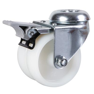 75mm Braked Swivel Bolt Hole Castor Twin Wheel