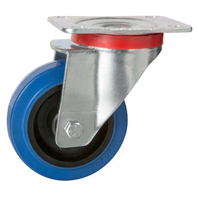 100mm Swivel Plate Castor Blue Elastic