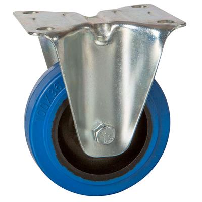 125mm Fixed Plate Castor Blue Elastic