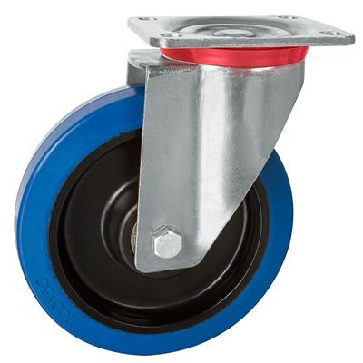 160mm Swivel Plate Castor Blue Elastic