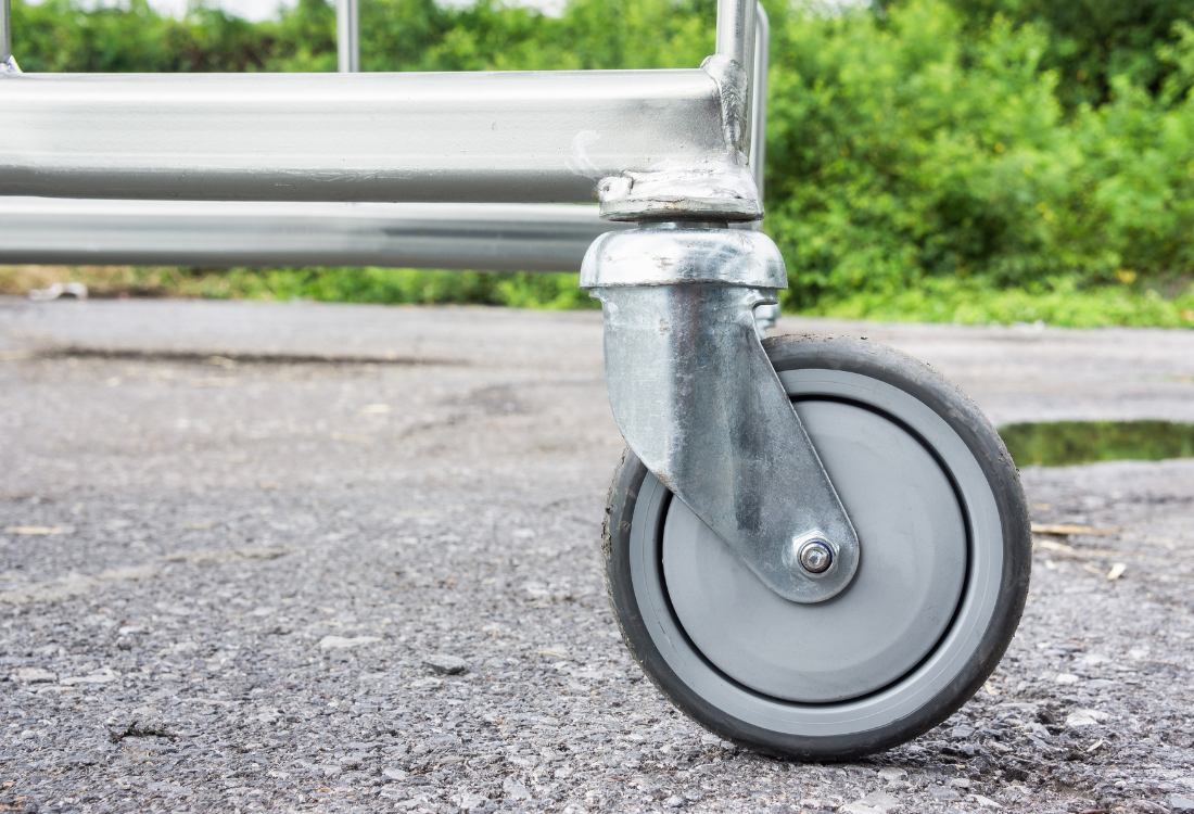 A castor wheel moving on an environmental condition that is not fit for its purpose which is a common problem.