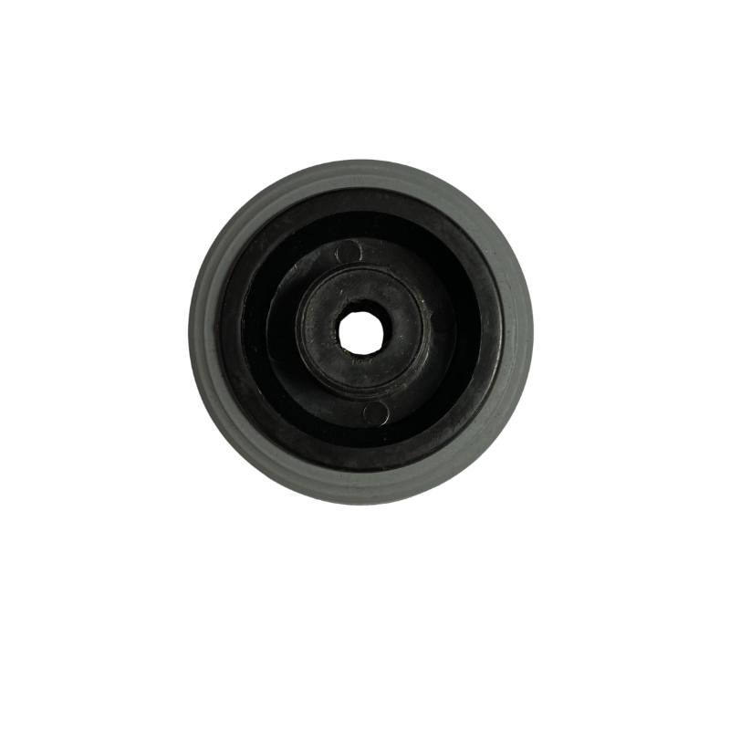 80mm Grey Rubber Castor Wheel with Roller Bearing and 12mm Bore, 60kg Load Capacity