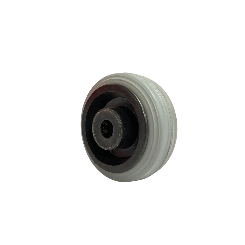 80mm Grey Rubber Castor Wheel with Roller Bearing and 12mm Bore, 60kg Load Capacity
