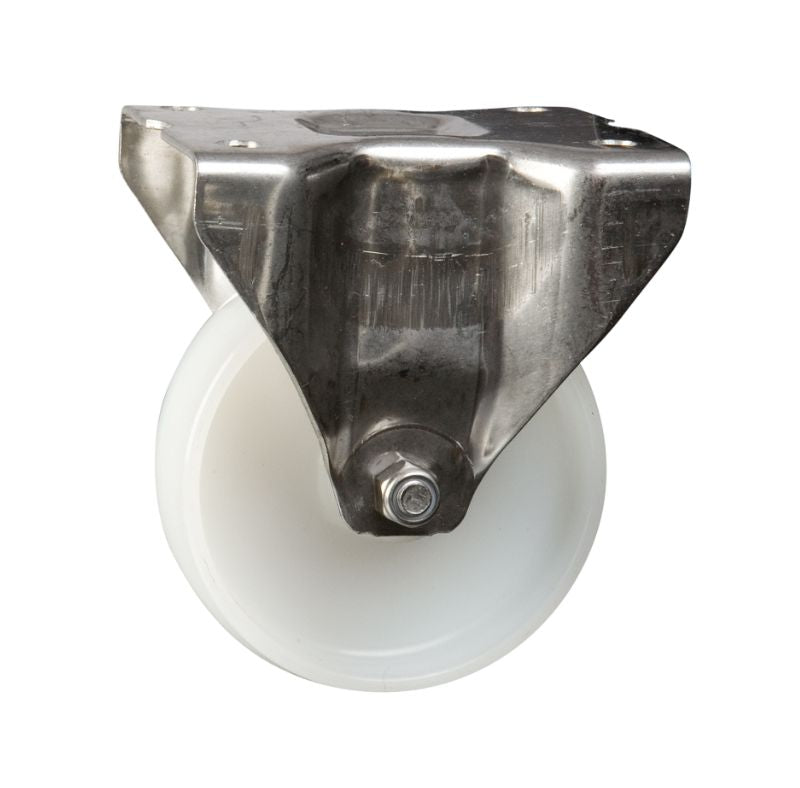 100mm Fixed Plate Stainless Steel Castor C.W.White Nylon (Alternative)