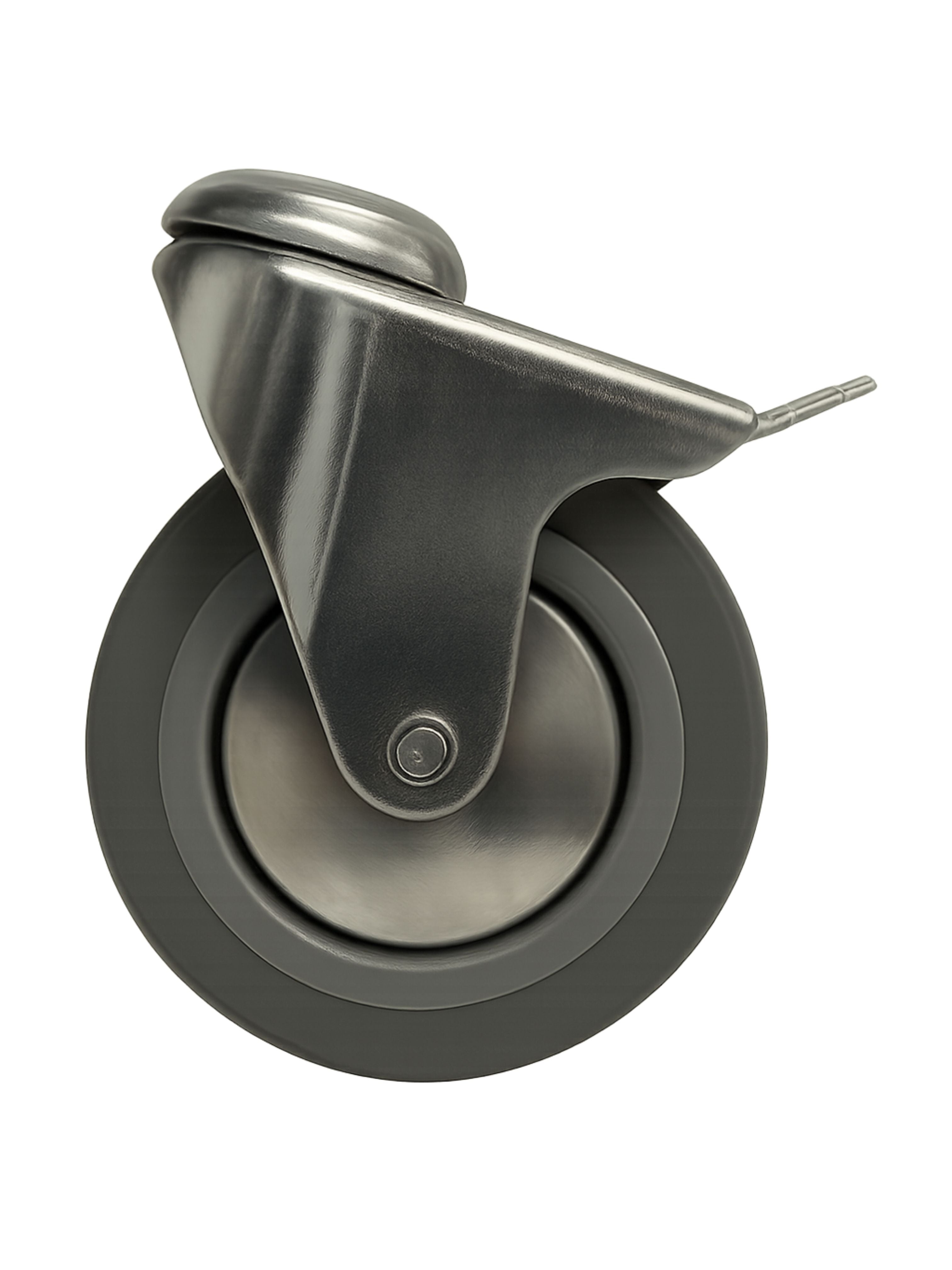 125mm Swivel Braked Castors - Grey Rubber Tyre - Bolt-Hole Fixing