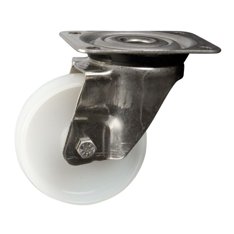 125mm Swivel Castors White Nylon Wheel Stainless Steel BH Fixing