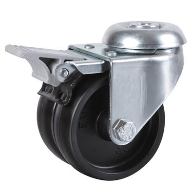 50mm Braked Swivel Bolt Hole Castor Twin Wheel