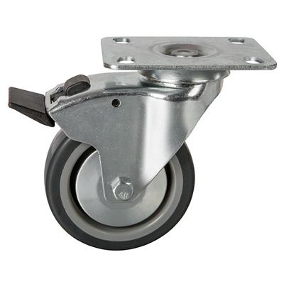 75mm Braked Swivel Plate Castor Grey TPR
