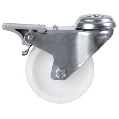 75mm Swivel BoltHole Castor Braked Nylon Wheel