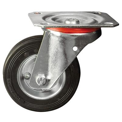 80mm Swivel Plate Castor Black Rubber Tyre