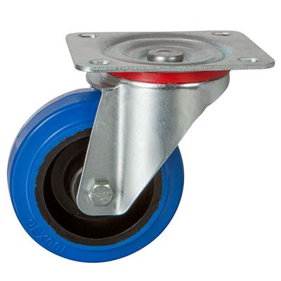 80mm Swivel Plate Castor Blue Elastic