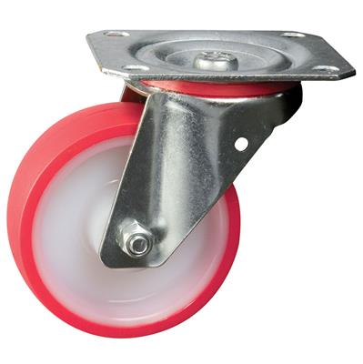 80mm Swivel Plate Castor Red Polyurethane