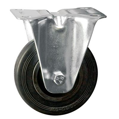 100mm Fixed Plate Castor Black Rubber Tyre