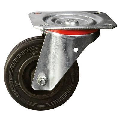 100mm Swivel Plate Castor Black Rubber Tyre