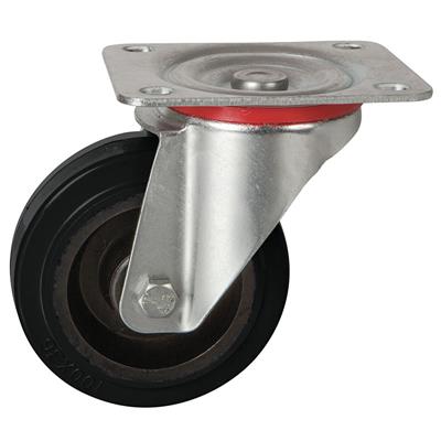 100mm Swivel Plate Castor Black Elastic