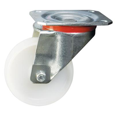 100mm Swivel Plate Castor White Nylon Wheel