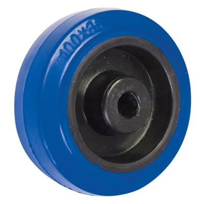 125mm Diameter Blue Elastic Rubber Tyred Wheel