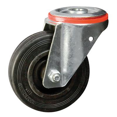 125mm Swivel Bolt Hole Castor Black Rubber Tyre