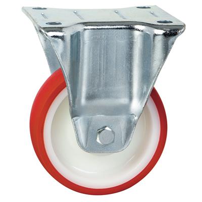 125mm Fixed Plate Castor Red Polyurethane