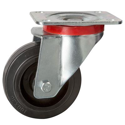 125mm Swivel Plate Castor Black Elastic