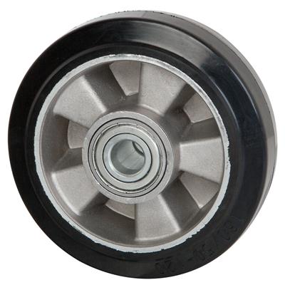 160mm Diameter Black Elastic Rubber Tyred Wheel