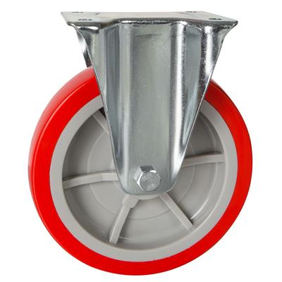 150mm Fixed Plate Castor Red Polyurethane