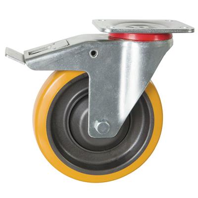 150mm Braked Swivel Plate Castor Brown Poly